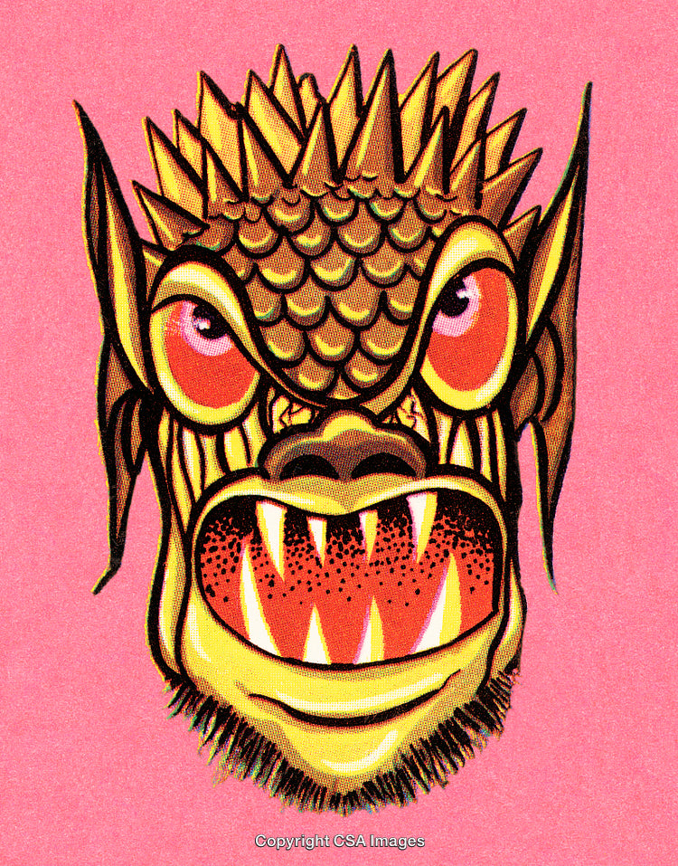 Vibrant Cartoon Monster Illustration with Bold Colors and Playful Expression