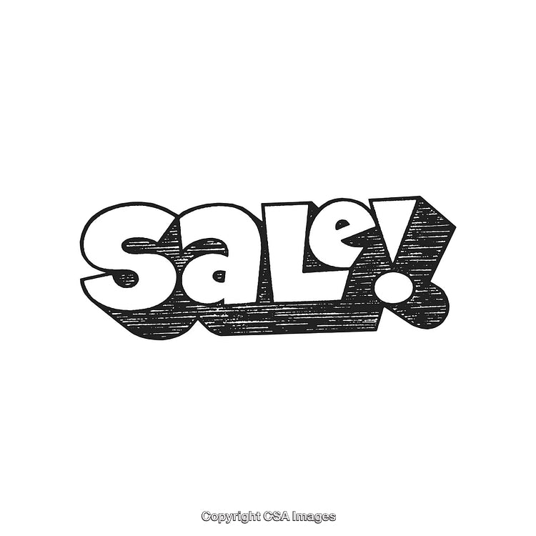 Bold Monochrome Typography of the Word 'Sale!' with Simple Design