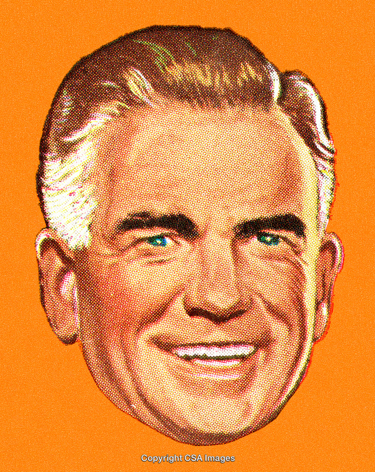 Retro Illustration of a Smiling Man with Vintage Aesthetic