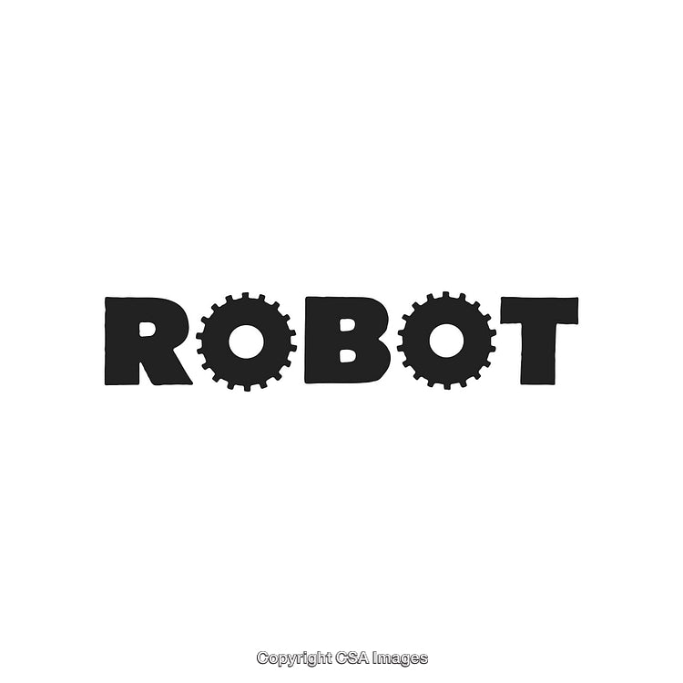 Bold Typography Spelling 'Robot' with Cogwheel-Inspired Design Elements