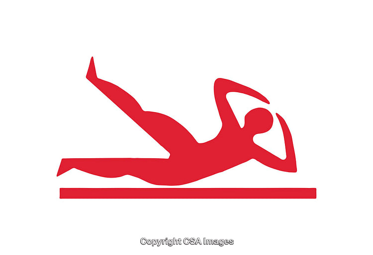 Red Icon of Figure Performing Side Leg Exercise on Mat