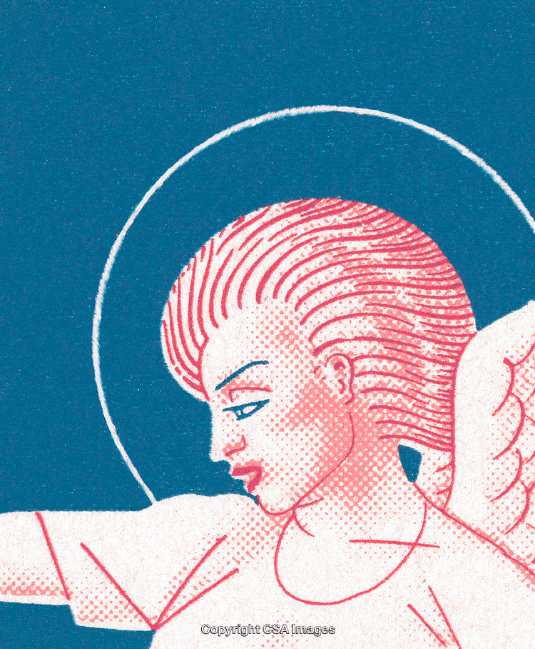 Retro Illustration of A Winged Figure with a Stylized Design