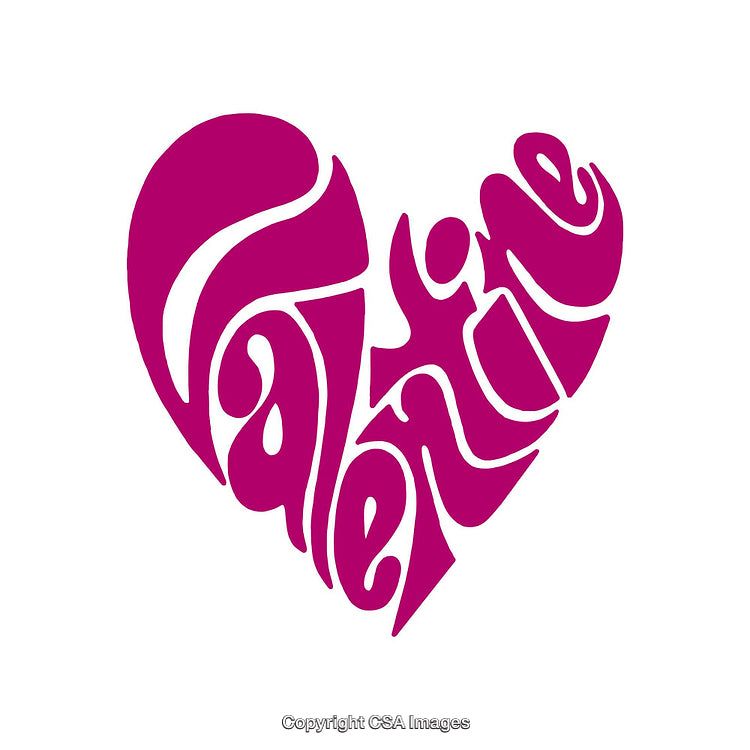 Stylized Pink Valentine Heart Design Featuring Curved Typography