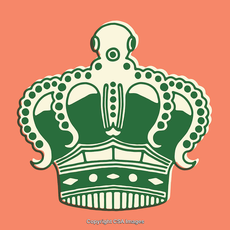 Illustration of a Green and White Crown on an Orange Background