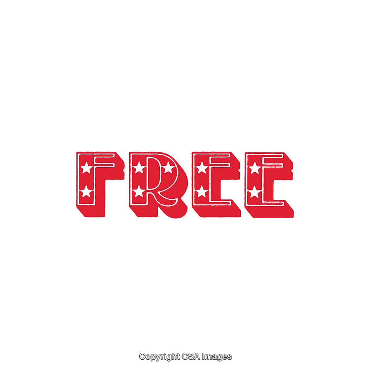 Bold Red Typography Displaying the Word "Free" with Star Accents