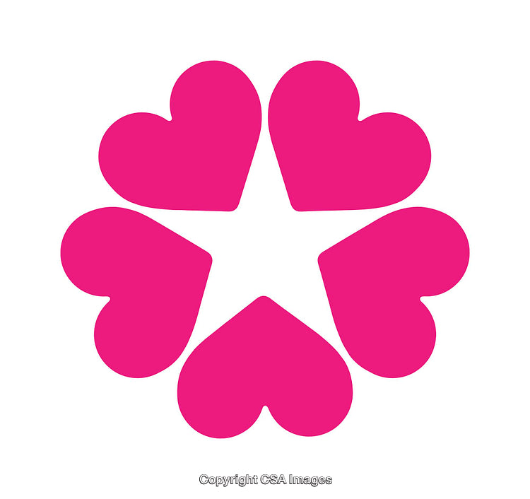 Pink Heart-Shaped Icon Design Forming a Star in the Center