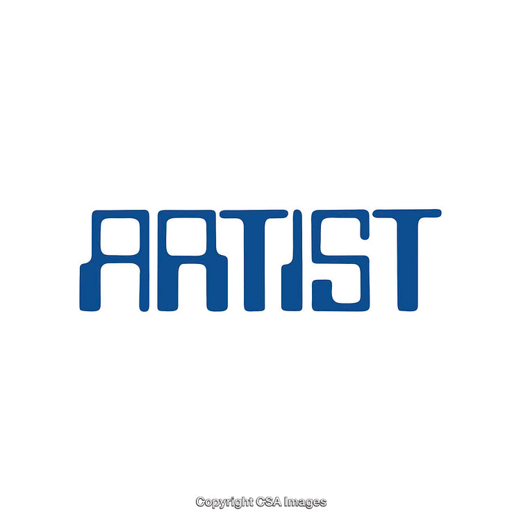 Stylized Blue Text Featuring the Word 'Artist' on a White Background