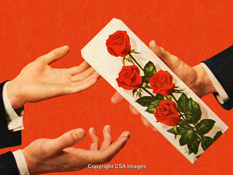 Gift of Roses Illustration Symbolizing Generosity and Appreciation in a Vibrant Style