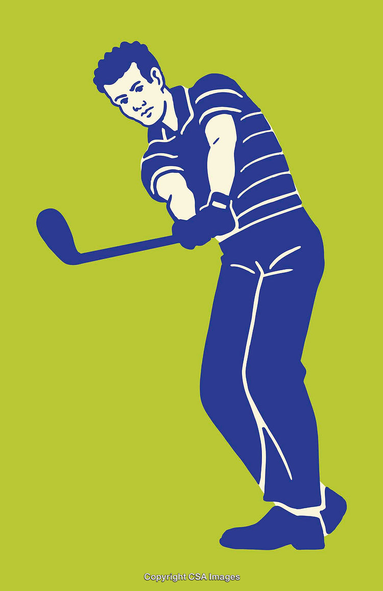 Bold Line Art Illustration of a Golfer in Swing Action