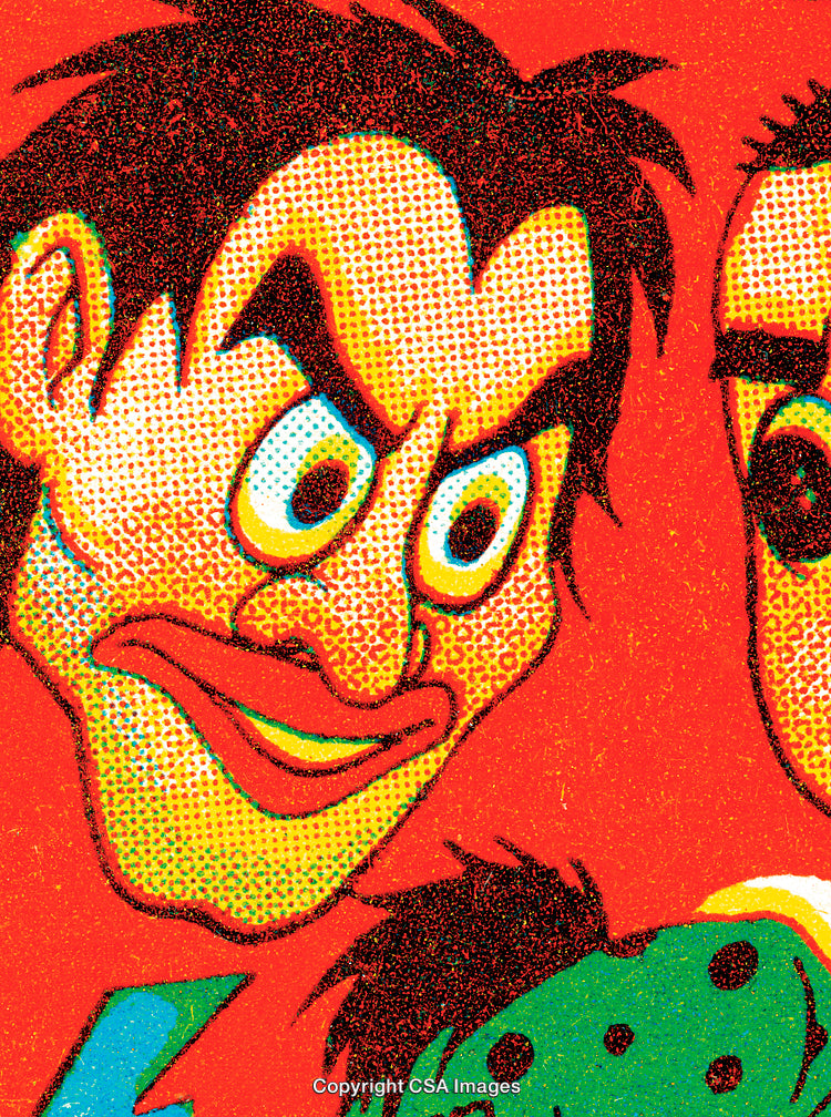 Vivid Cartoon Character Illustration with Bold Comic Book Style Elements