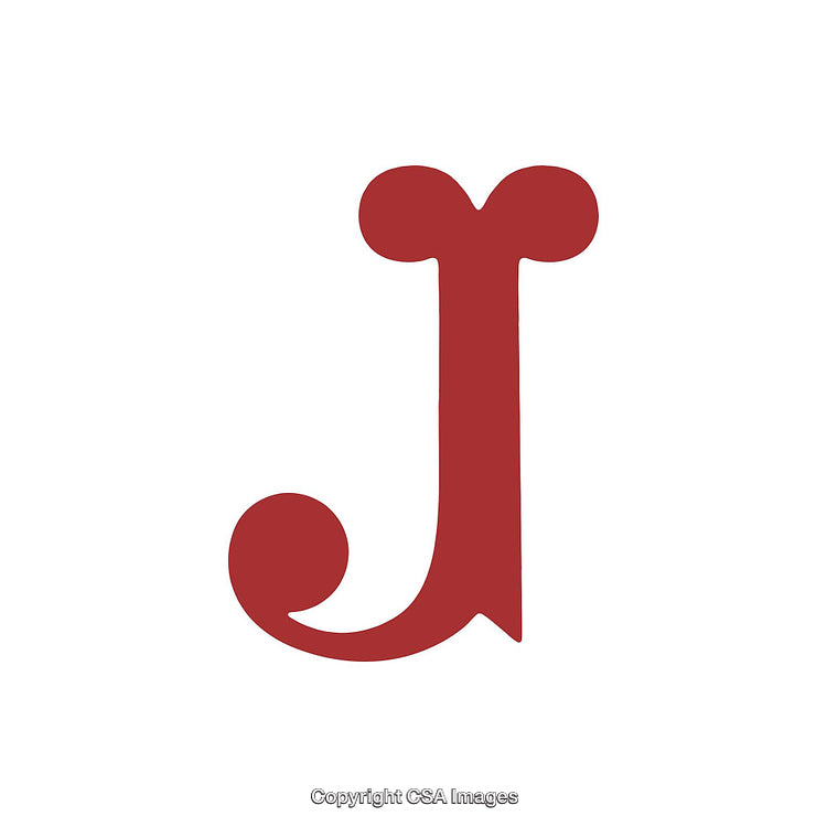 Elegant Red Artistic Representation of the Letter J on White Background