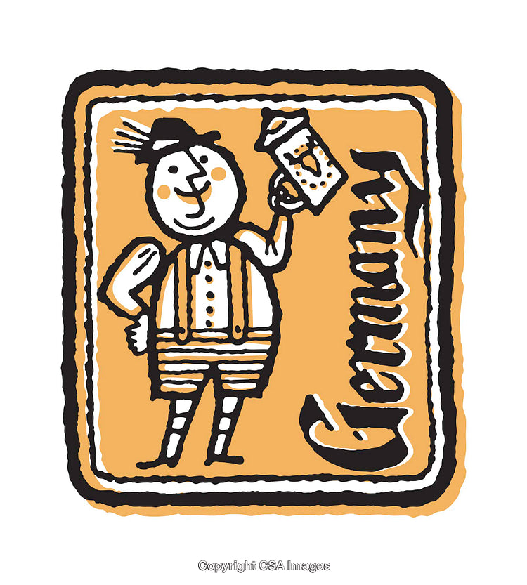 Colorful Illustration of Bavarian Character Holding a Beer Mug Celebrating German Culture