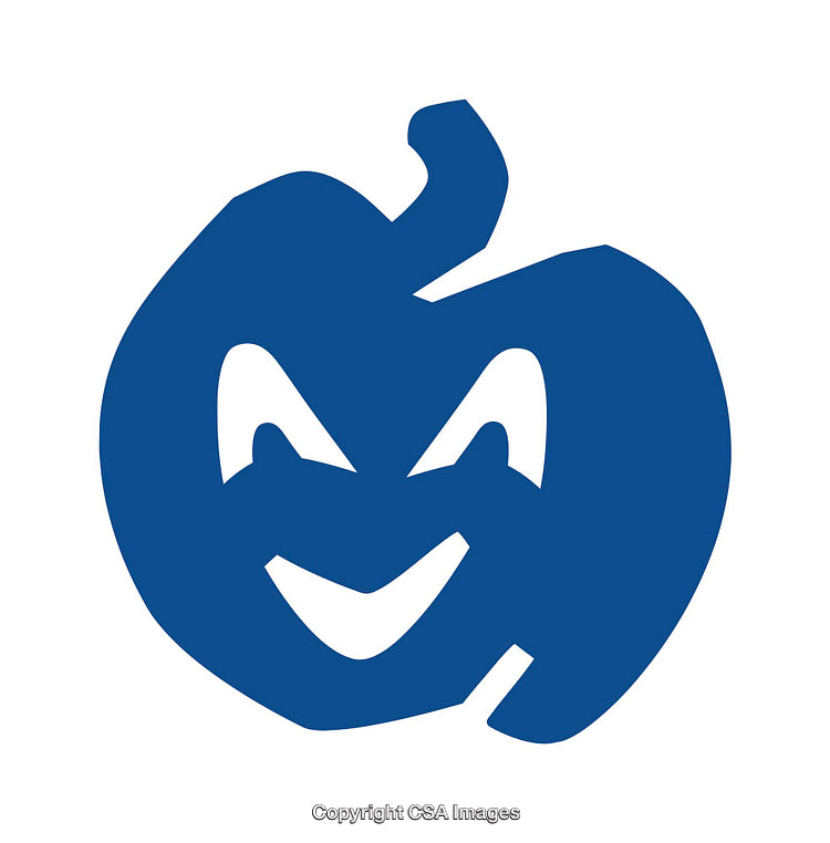 Blue Halloween Pumpkin Icon with Geometric Face Design