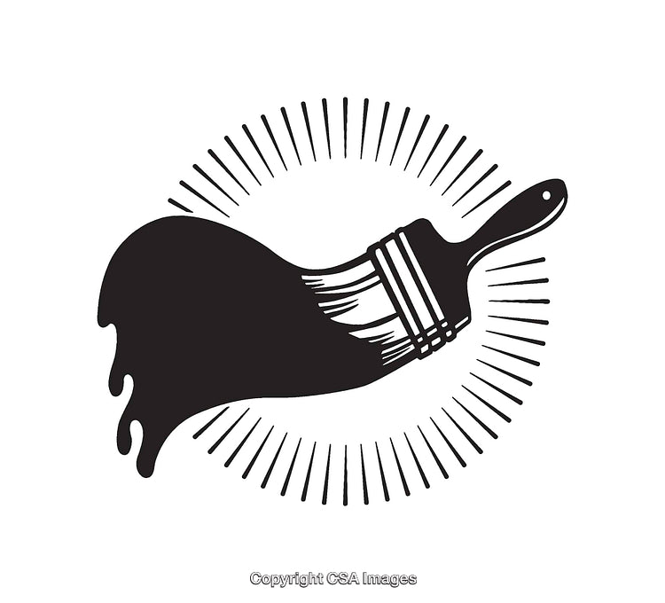 Minimalist Black and White Paintbrush Illustration with Abstract Accents