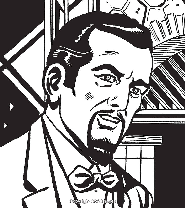 Retro Illustration of a Man in Formal Attire with Geometric Background