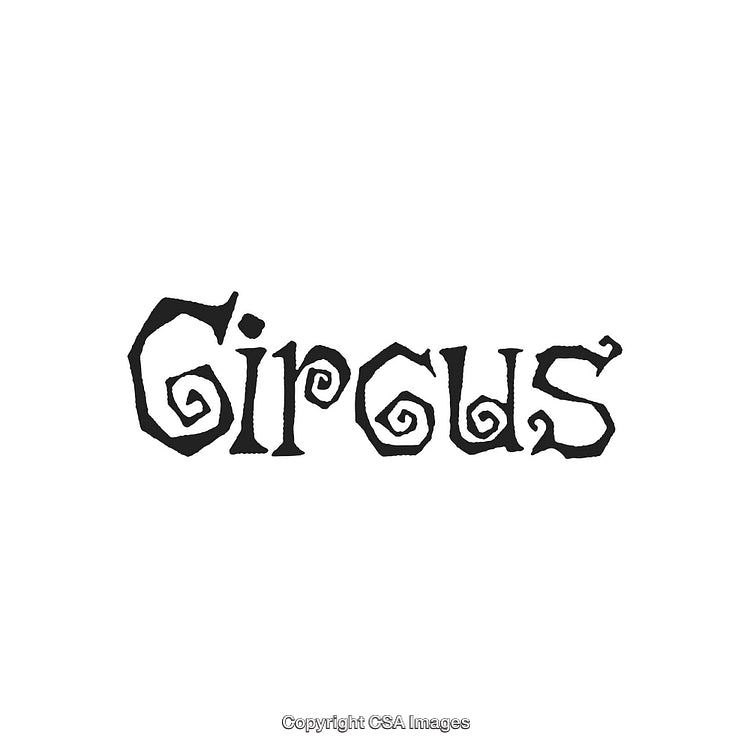 Decorative Engraved Lettering Depicting the Word Circus in Stylized Font