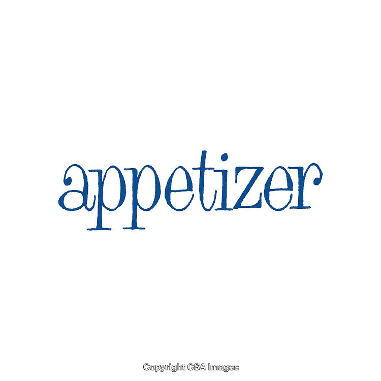 Blue Typography of the Word Appetizer with Artistic Design