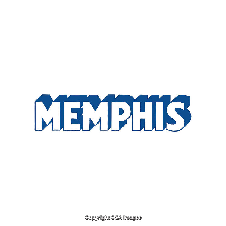 Bold Memphis Text Artwork in Vibrant Blue on White Background