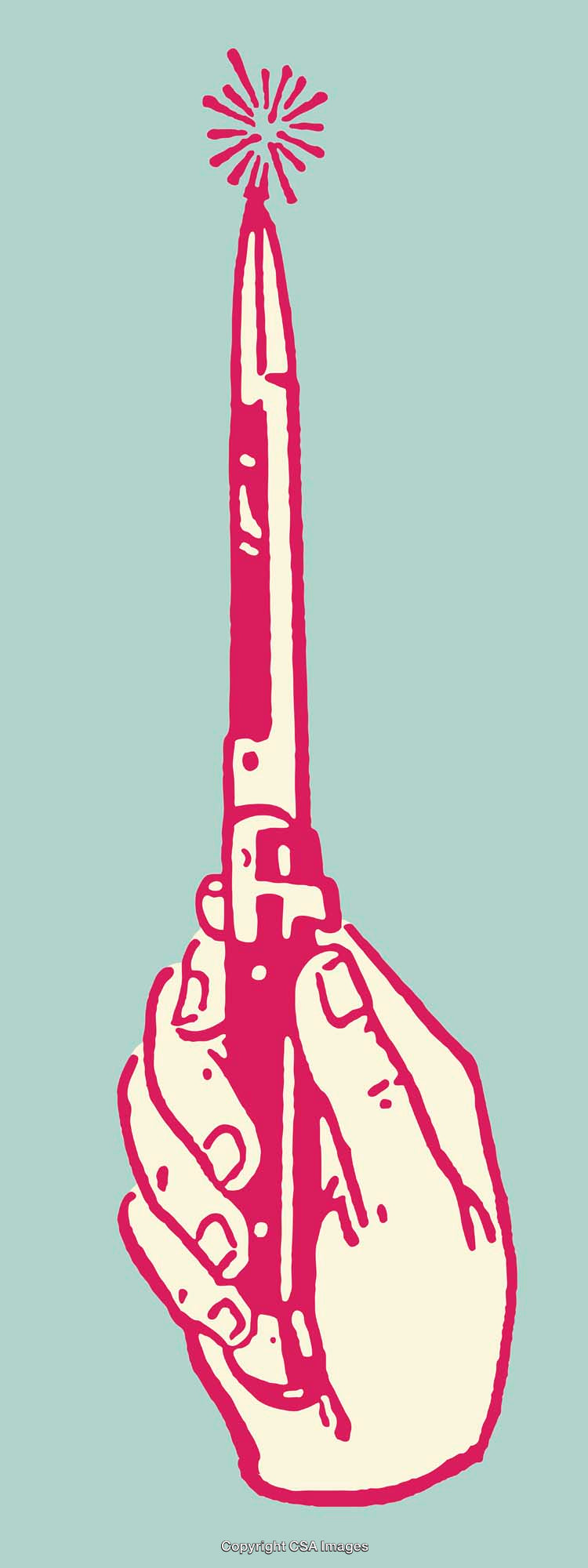 Illustration of a Hand Holding a Sparkling Object with a Pop Art Style