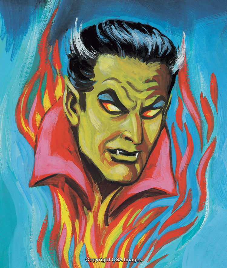 Abstract Illustration of a Demon in Fiery Surrounds with Bright Colors