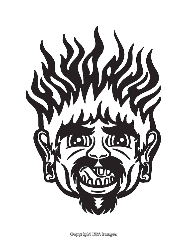 Illustration of a Fiery Character With Expressive Features and Unique Style