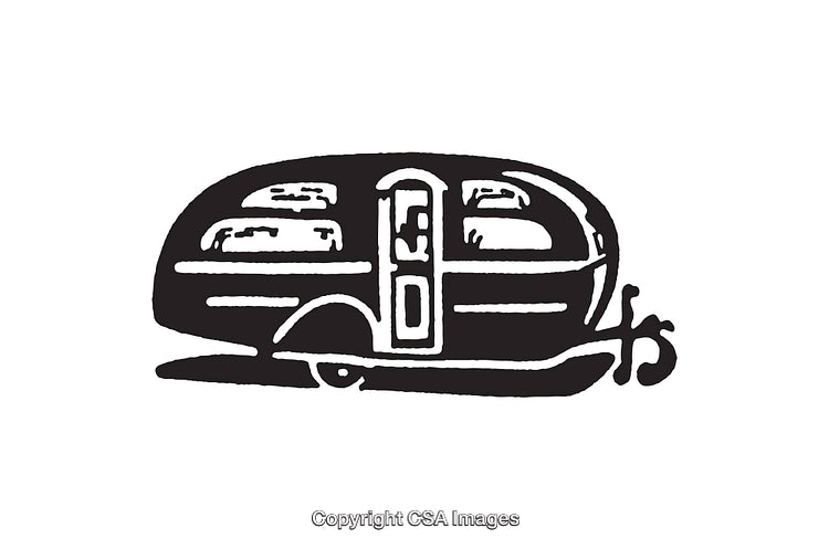 Retro-Inspired Line Art Illustration of a Vintage Trailer Camper