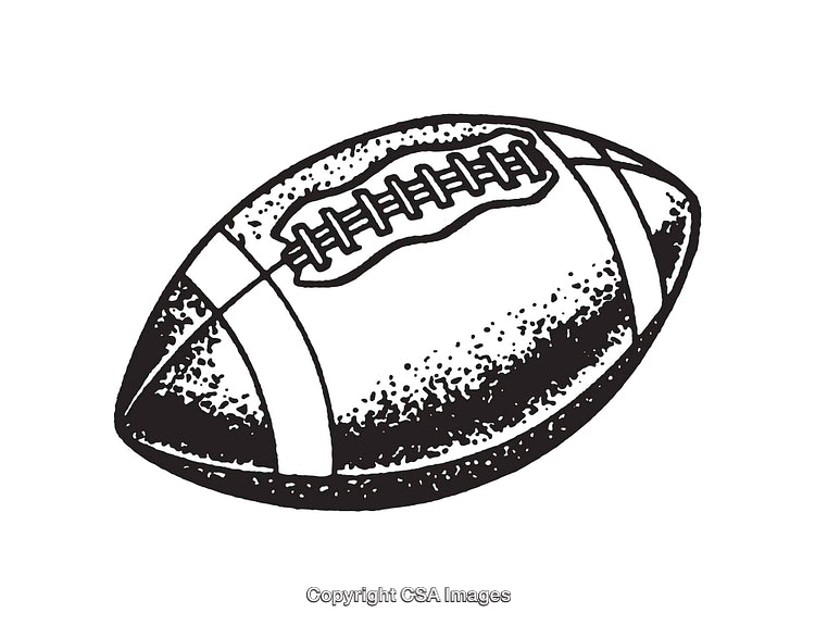 Black And White Line Art Drawing of an American Football