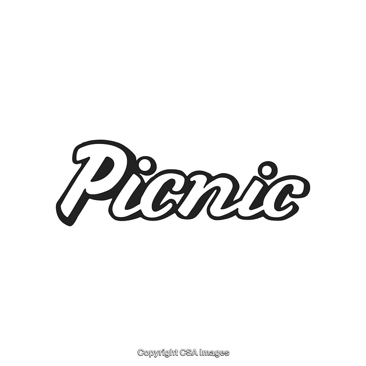Retro Style Text Design Featuring the Word Picnic in Bold Script Fonts