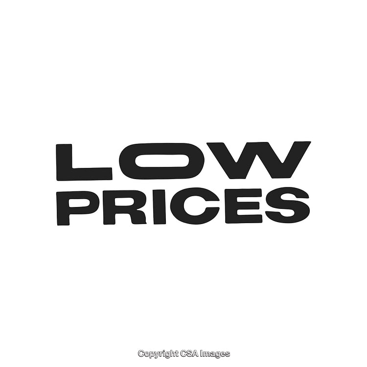 Bold Black Text Promoting Low Prices on a White Background