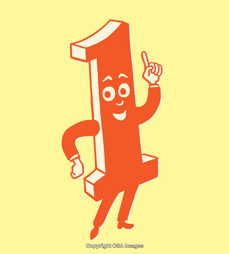Playful Number One Character with Cheerful Expression and Bright Colors