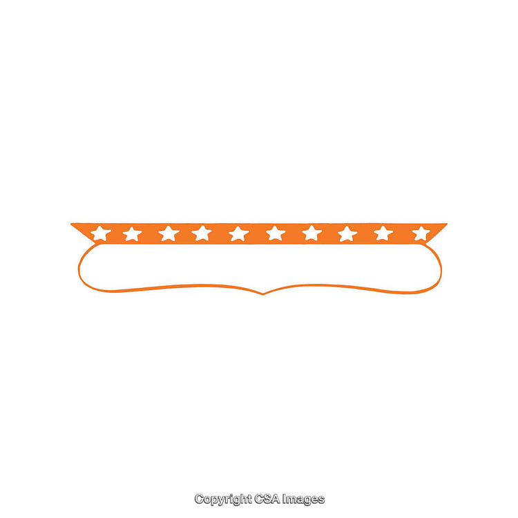 Orange Decorative Ribbon With White Stars and Artisan Design on a White Background