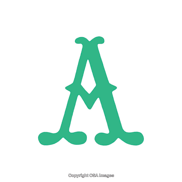 Decorative Green Letter 'A' in Elegant Ornaments on White Background
