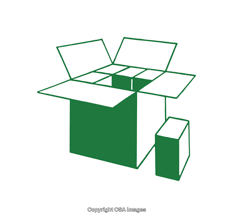 Open Cardboard Box Illustration with Minimalistic Design and Green Outline