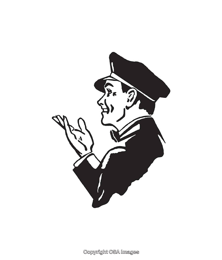 Vintage Illustration of a Man Clapping in a Uniform