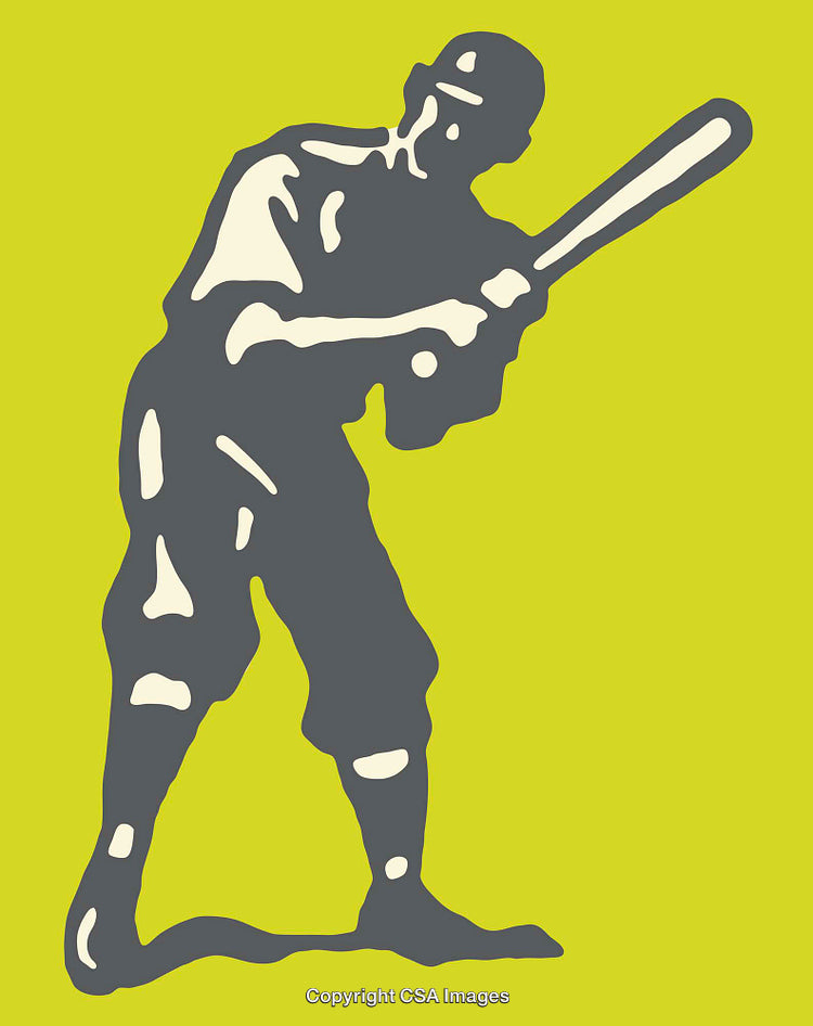Vintage-Inspired Line Art of a Baseball Player Holding a Bat in Motion