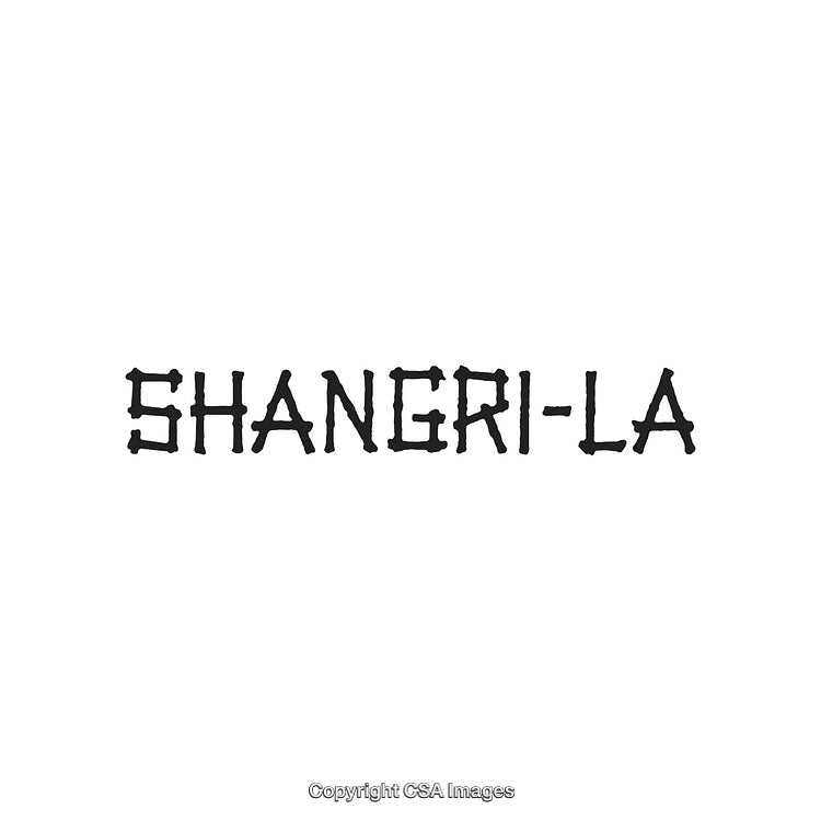Stylized Typography Design Featuring the Word Shangri-La on White Background
