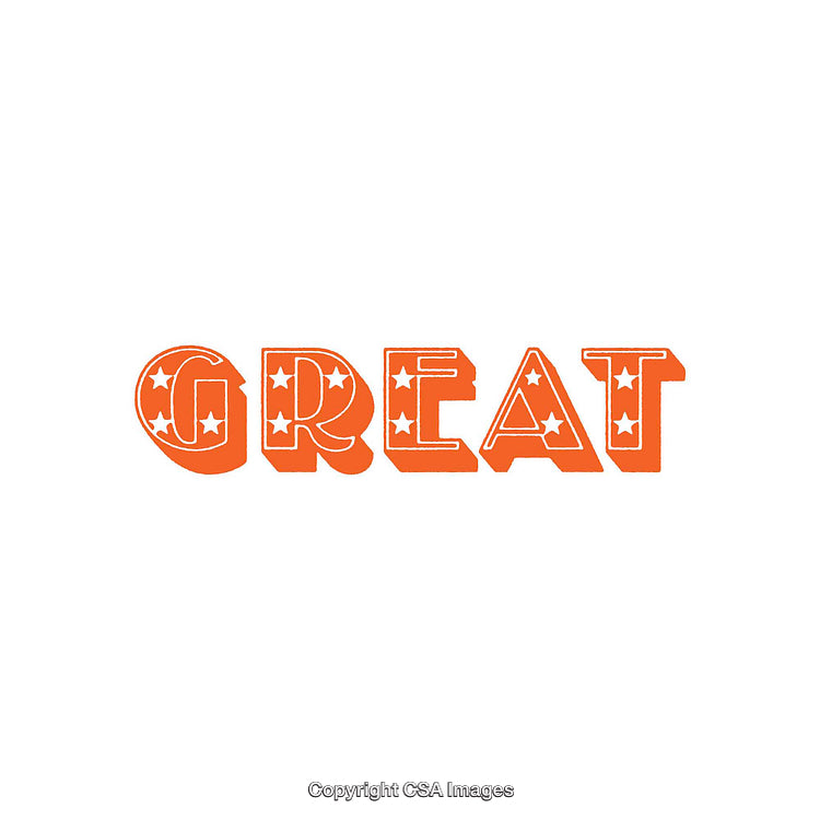 Colorful Typographic Illustration Reading 'Great' in Bold Orange Letters