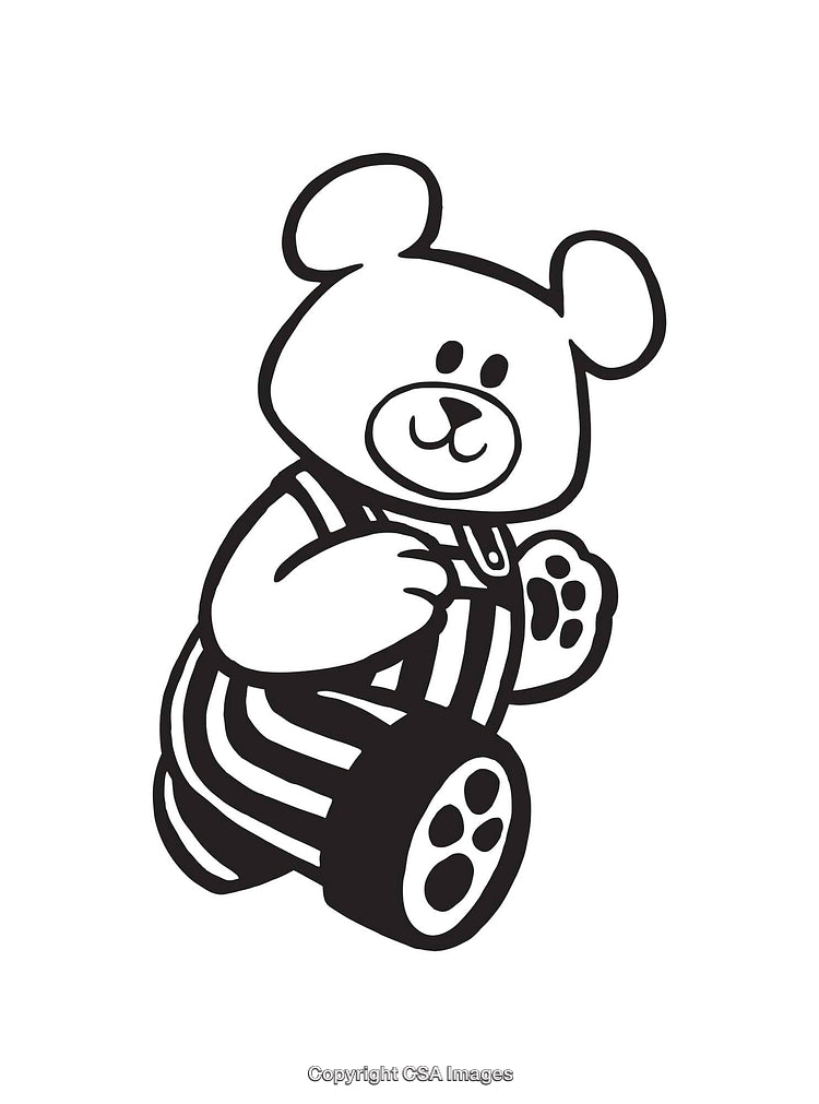 Cute Teddy Bear Line Art in Black and White Design