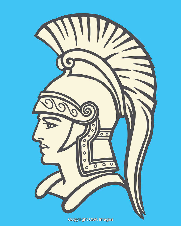 Ancient Spartan Warrior Helmet in Bold Line Art Illustration