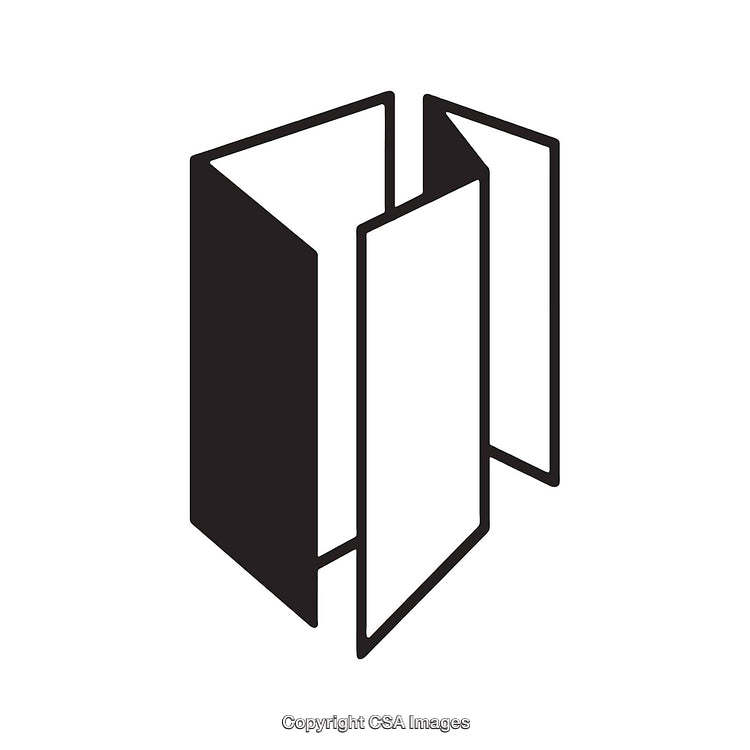 Abstract Black and White Geometric Symbol with Folded Design Elements