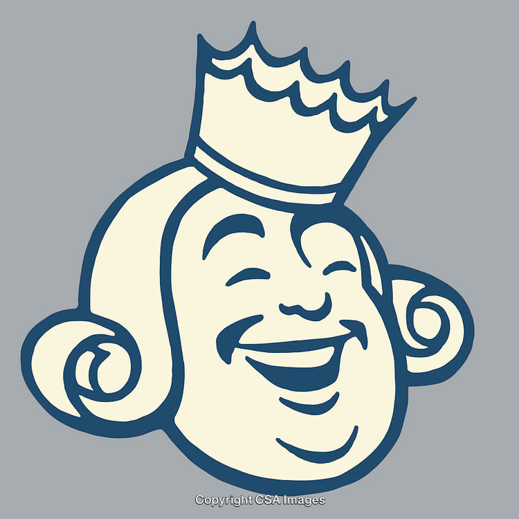 Smiling King Illustration in Vintage Cartoon Style Art
