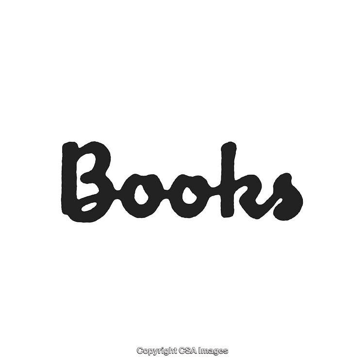 Handwritten Word 'Books' in Artistic Black Script, On a White Background
