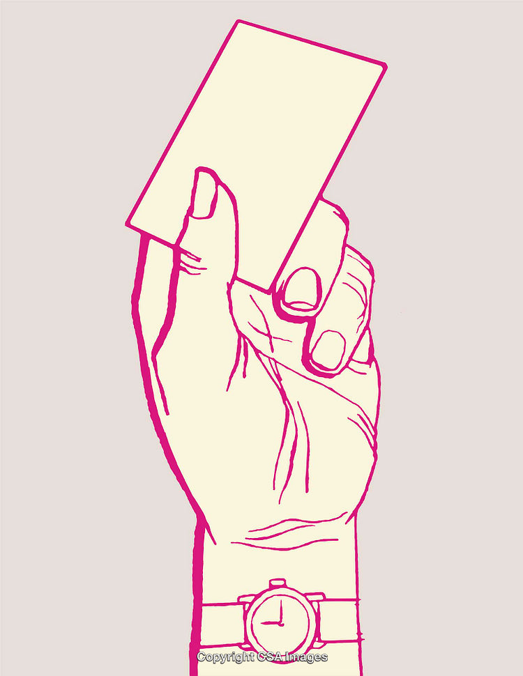 Minimalistic Illustration of a Hand Holding a Card in Line Art Style