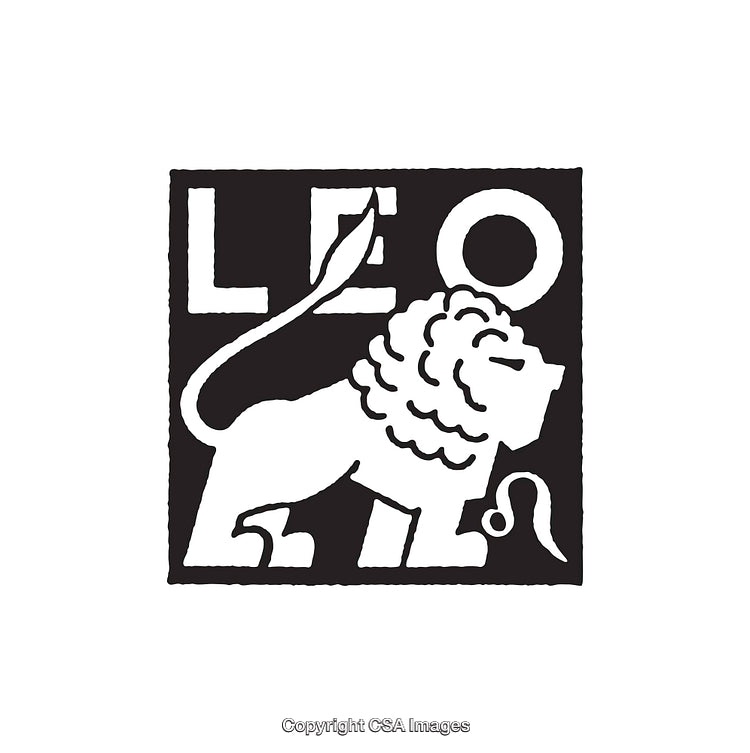 Leo Zodiac Illustration Featuring A Stylized Lion in Black and White