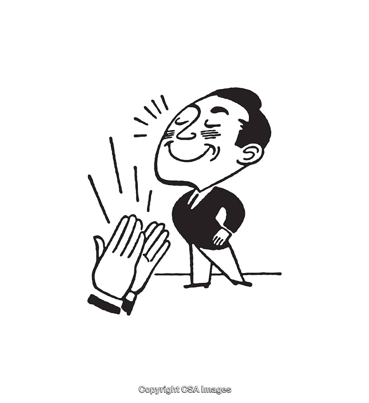 Black and White Line Art of Applause for a Happy Gentleman