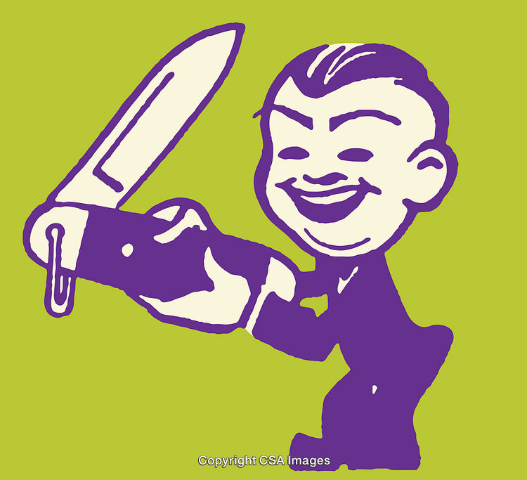 Colorful Retro Style Line Art Illustration of a Cartoon Character