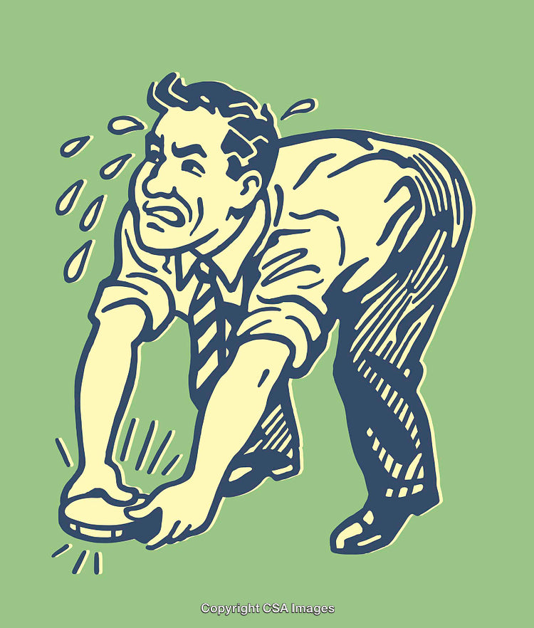 Retro Style Illustration of Man in Struggle or Effortful Activity