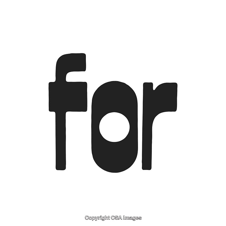 Creative Word Design of the Word 'For' in Black Typeface