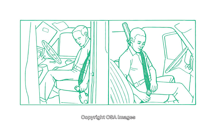 Illustrative Diagram Demonstrating Proper and Improper Seat Belt Usage in a Vehicle