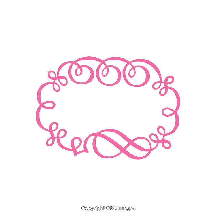 Beautiful Pink Decorative Frame with Ornamental Swirl Design on White Background